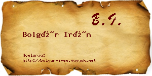 Bolgár Irén névjegykártya